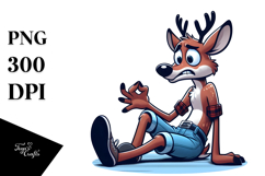 Goofy Cartoon Deer with Despair PNG Product Image 1