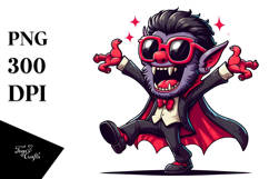 Goofy Vampire Dancing with Colorful Sunglasses, PNG Product Image 1
