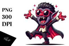 Goofy Vampire Dancing with Colorful Sunglasses, PNG Product Image 1