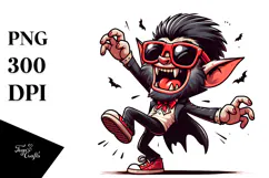 Goofy Vampire Dancing with Colorful Sunglasses, PNG Product Image 1