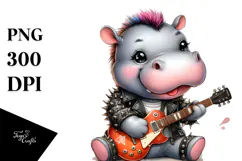 Energetic Cute Baby Hippo, PNG Image Product Image 1