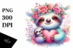 Baby Sloth with Heart PNG Product Image 1