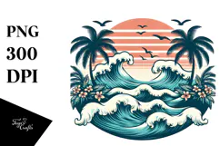 Vintage Tropical Island Waves PNG Product Image 1