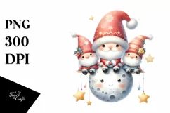 Cute Retro Santa with Gnomes, Transparent PNG Product Image 3