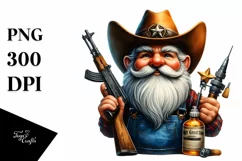 Detailed Vibrant Cowboy Gnome PNG Product Image 1