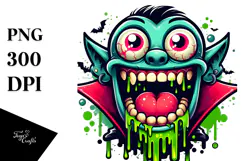 Goofy Vampire Dripping Green Slime PNG Product Image 1