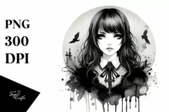 Watercolor Gothic Girl | Summer Sticker Product Image 1