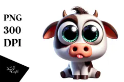 Funny Cow with Sparkling Eyes, Digital Painting Product Image 1