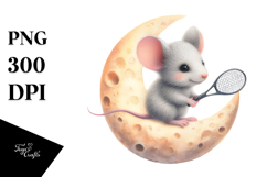 Baby Mouse Tennis Moon | Sublimation Clipart Product Image 1