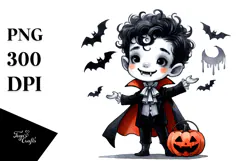 Funny Vampire Halloween Clipart PNG Product Image 1