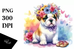 Vibrant Cute Bulldog Sticker Design | Clipart Product Image 1