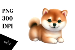 Watercolor Baby Shiba Inu, PNG Product Image 1