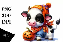 Vibrant Baby Cow Halloween Clipart Product Image 3