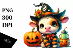 Vibrant Baby Cow Halloween Clipart Product Image 3