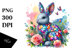 Colorful Diamond Bunny, Transparent PNG Product Image 1