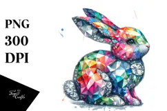Colorful Diamond Bunny, High-Quality PNG Product Image 1