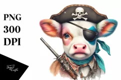 Baby Cow with Pirate's Eye Patch PNG Product Image 3