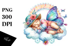 Vibrant Watercolor Cute Baby Butterfly | Sublimation | Product Image 1