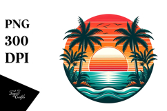 Retro Tropical Sunset, High-Res PNG Product Image 1