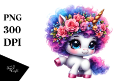 Dancing Baby Unicorn with Floral Wreath PNG Product Image 1