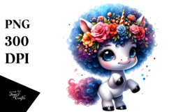 Dancing Baby Unicorn with Floral Wreath PNG Product Image 1