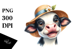 Sun Hat Cow Portrait Clipart Product Image 1