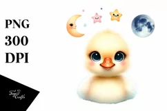 Colorful Baby Snow Goose with Moon | Clipart Product Image 3