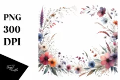 Colorful Watercolor Wild Frame | Sublimation Clipart Product Image 1