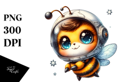 Cute Baby Bee in Astronaut Helmet PNG Product Image 1