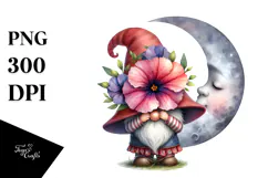 Cute GNOME with Petunia Ornament PNG Product Image 1