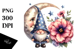 Cute GNOME with Petunia Ornament PNG Product Image 1