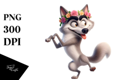 Goofy Wolf with Flower Crown Product Image 1