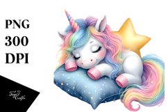 Colorful Baby Unicorn Napping On Star | Sublimation | Product Image 3