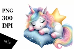 Colorful Baby Unicorn Napping On Star | Sublimation | Product Image 3