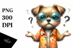 Funny Dog Standing with Sunglasses and Confused Look Clipart Product Image 1