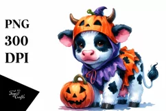 Vibrant Baby Cow Halloween Clipart Product Image 3