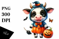 Vibrant Baby Cow Halloween Clipart Product Image 1