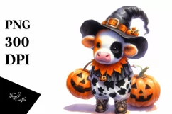 Vibrant Baby Cow Halloween Clipart Product Image 3