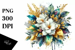 Abstract Vibrant Bouquet with Gold Foil | Sublimation Product Image 3