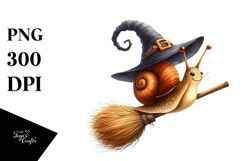 Funny Snail Witch Sticker Clipart Product Image 1
