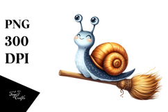Funny Snail Witch Sticker Clipart Product Image 1