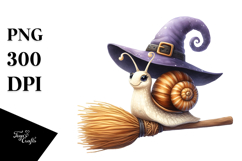 Funny Snail Witch Sticker Clipart Product Image 1