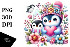 Adorned Penguin Flower Heart PNG Product Image 1