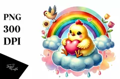 Adorning Baby Chicken on Cloud, PNG Product Image 1