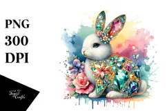 Colorful Bunny Made of Diamonds, PNG Product Image 1