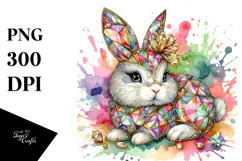 Colorful Bunny Made of Diamonds, PNG Product Image 1