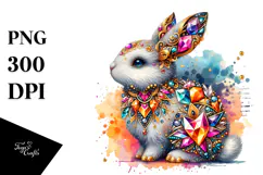 Colorful Bunny Made of Diamonds, PNG Product Image 1