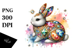 Colorful Bunny Made of Diamonds, PNG Product Image 1
