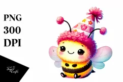 Cute Baby Bee in Watercolor, PNG Product Image 1