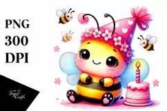 Colorful Baby Bee PNG Product Image 1